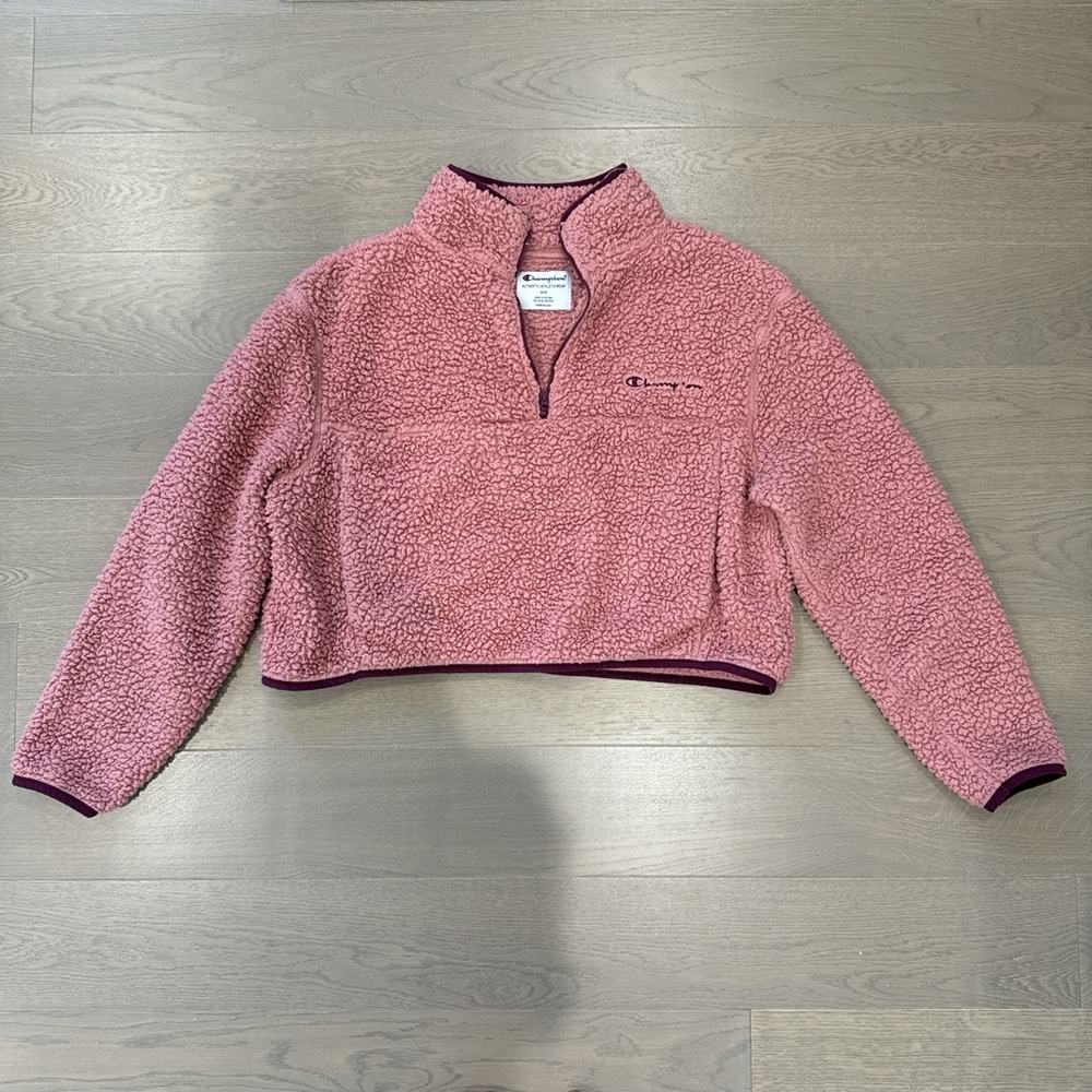 Champion Cropped Sherpa Quarter Zip Pullover